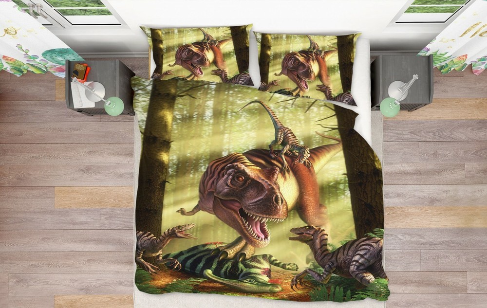 3D Yellow Dinosaur A009 Bed Pillowcases Quilt Duvet Cover Jerry LoFaro Zoe