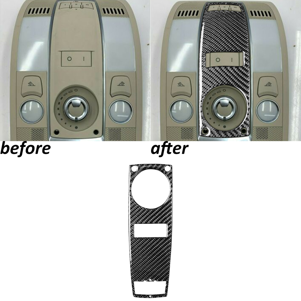 Real Carbon Fiber Roof Reading Light Switch Panel Trim For Audi A6 S6 C6 2005-11