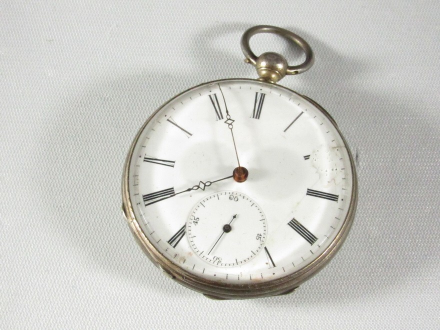 Antique Swiss Open Face Pocket Watch .800 Silver Case Key Wind Runs Stops