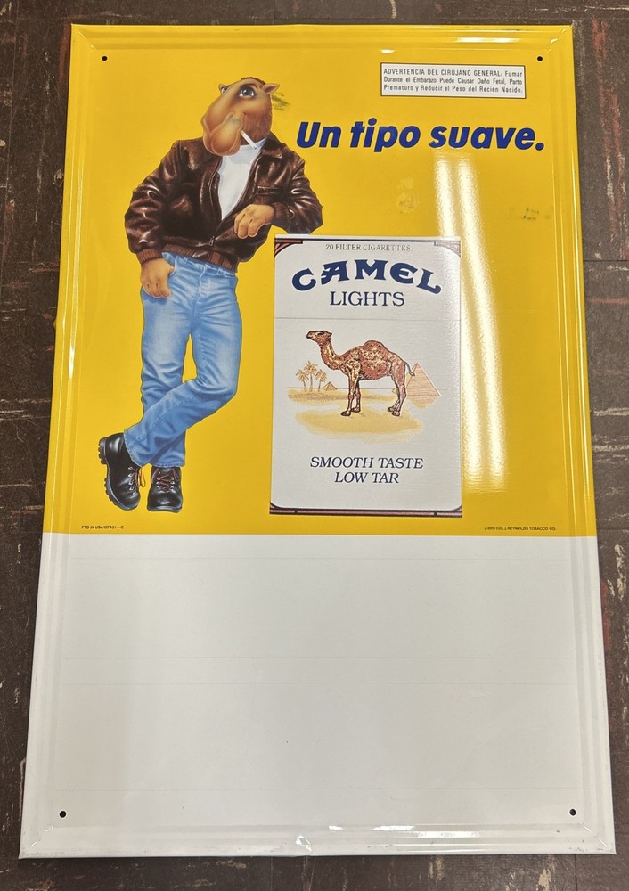 1991 JOE CAMEL Lights Metal Ad Sign 27×17 Un tipo suave