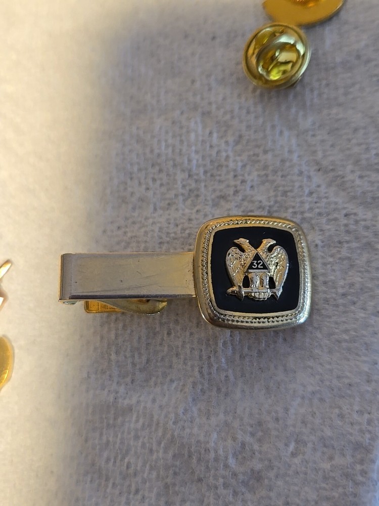 Tie Clip Masonic 32nd Degree Double Eagle Gold Men Formal Wear VINTAGE