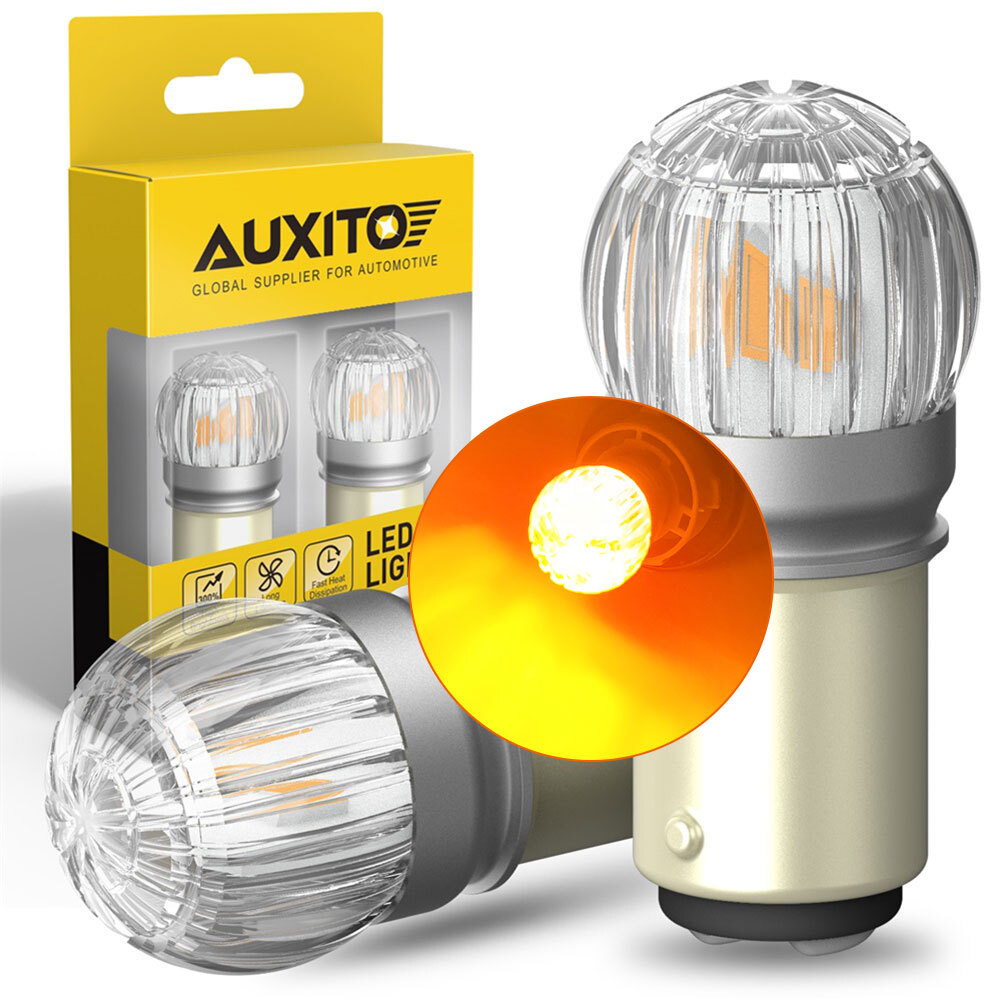 2x Auxito 3000K Amber LED 2357 1157 Front Turn Signal Parking Light Bright Bulb
