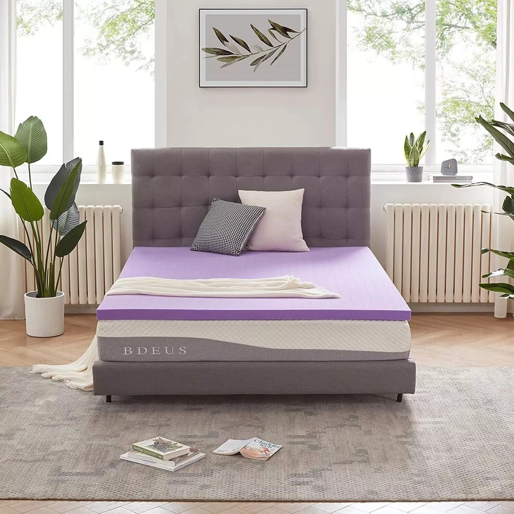 SINWEEK Purple 2 INCH Gel Memory Foam Ventilated soft Mattress Topper Size Twin