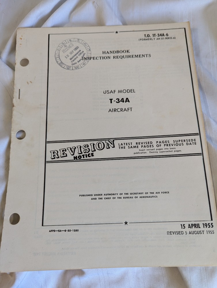 USAF Model T-34A Aircraft Handbook Inspection Requirements 5 August 1955