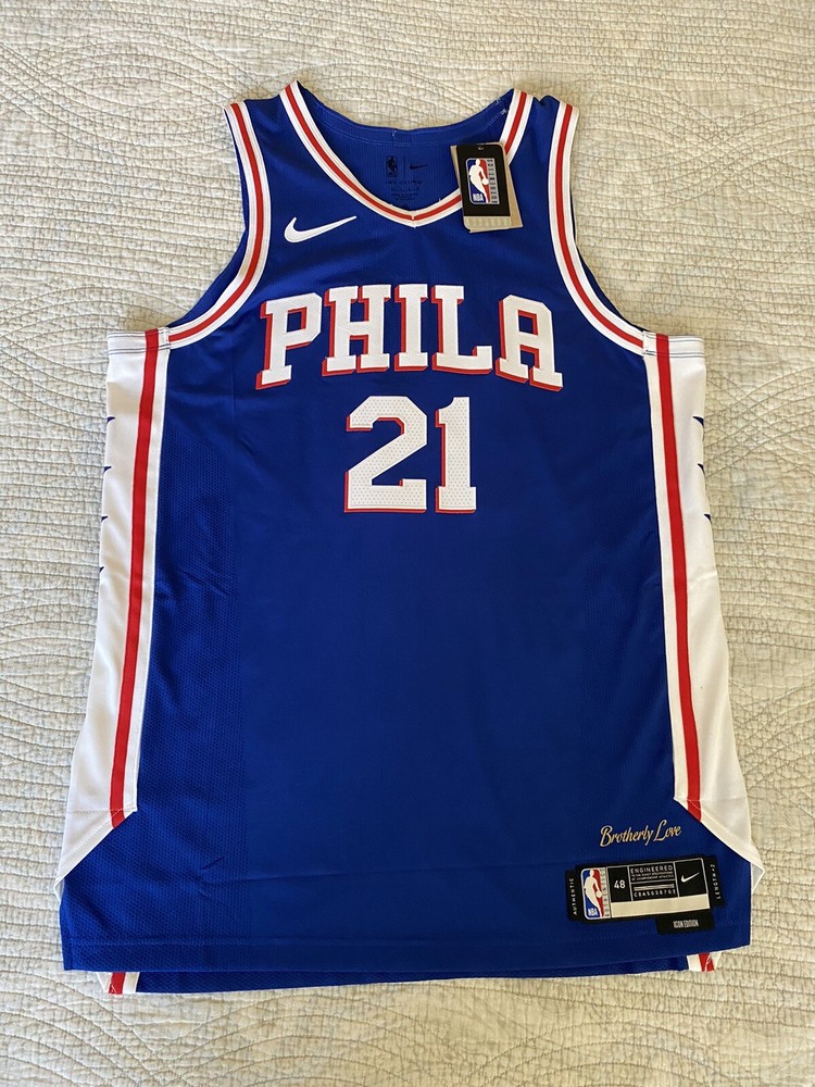 Authentic Nike Philadelphia 76ers Sixers Joel Embiid Icon Jersey 48 Large