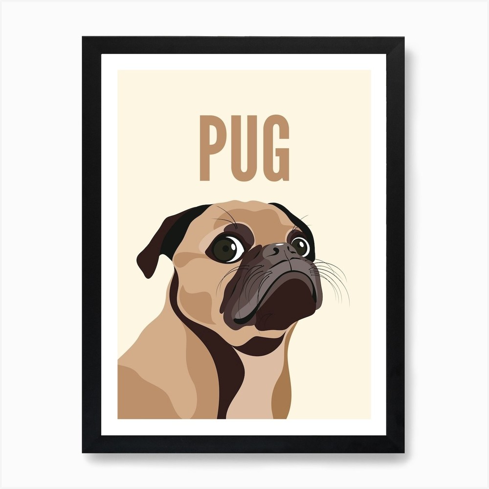Pug Dog Art Print Framed Wall Art Poster Canvas Print Picture
