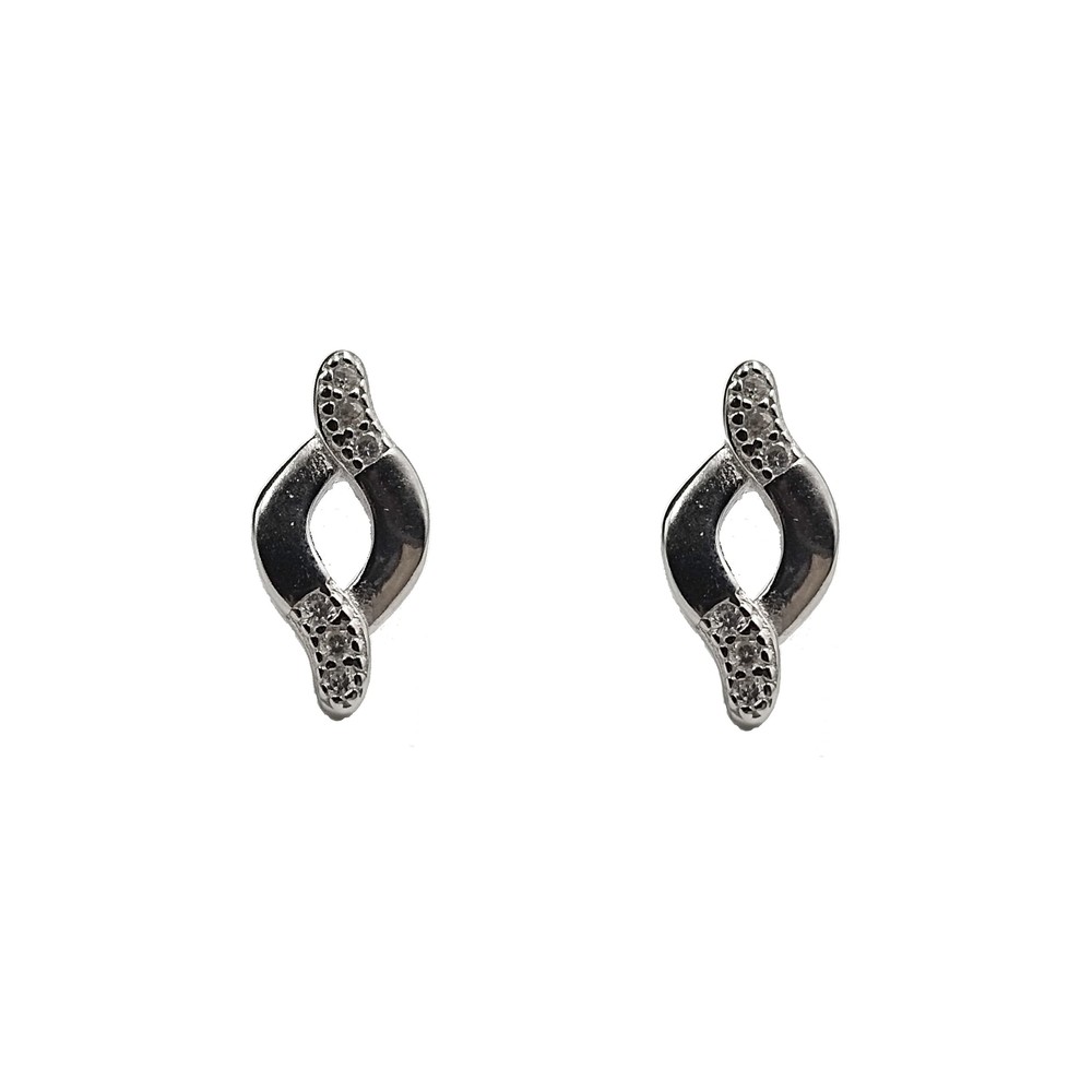 925 Sterling Silver Twisted Shape Studs Bridesmaid Studs CZ Gift Studs