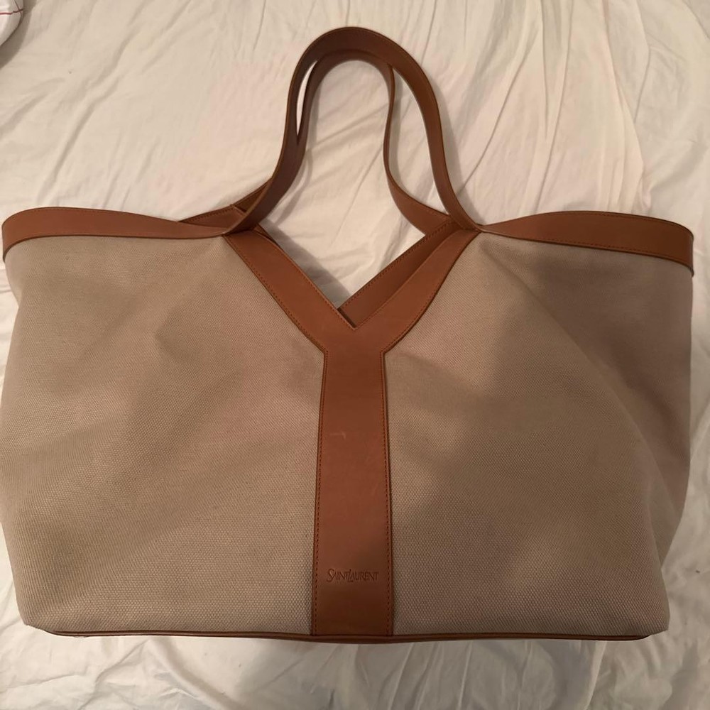 Saint Laurent Y tote bag beige/brown
