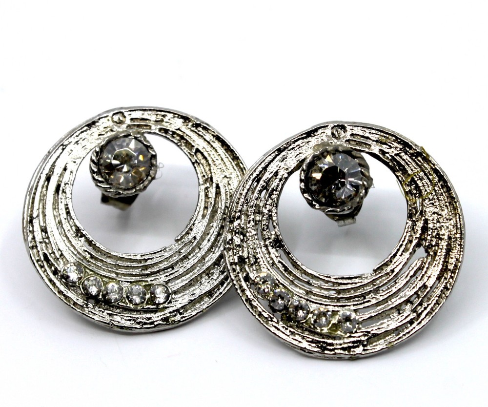 Seasonal Whispers Silver Circle Stud Earrings Swarovski Crystals  #2-image