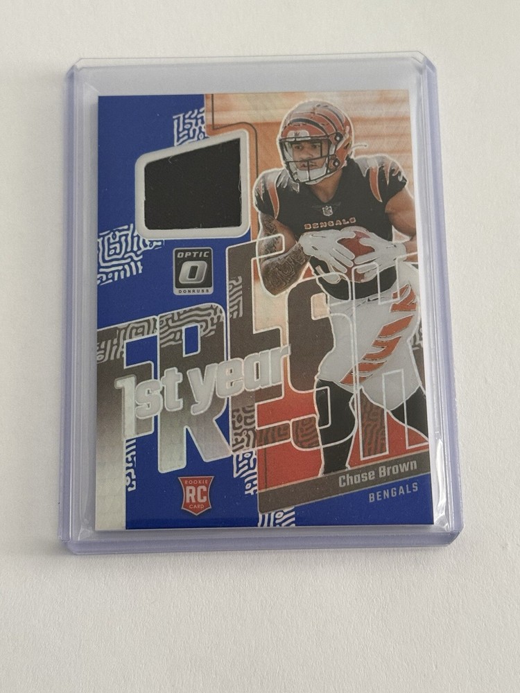 Chase Brown 2023 Donruss Optic First Fresh Blue Hyper Prizm Rookie Card FYF-CB