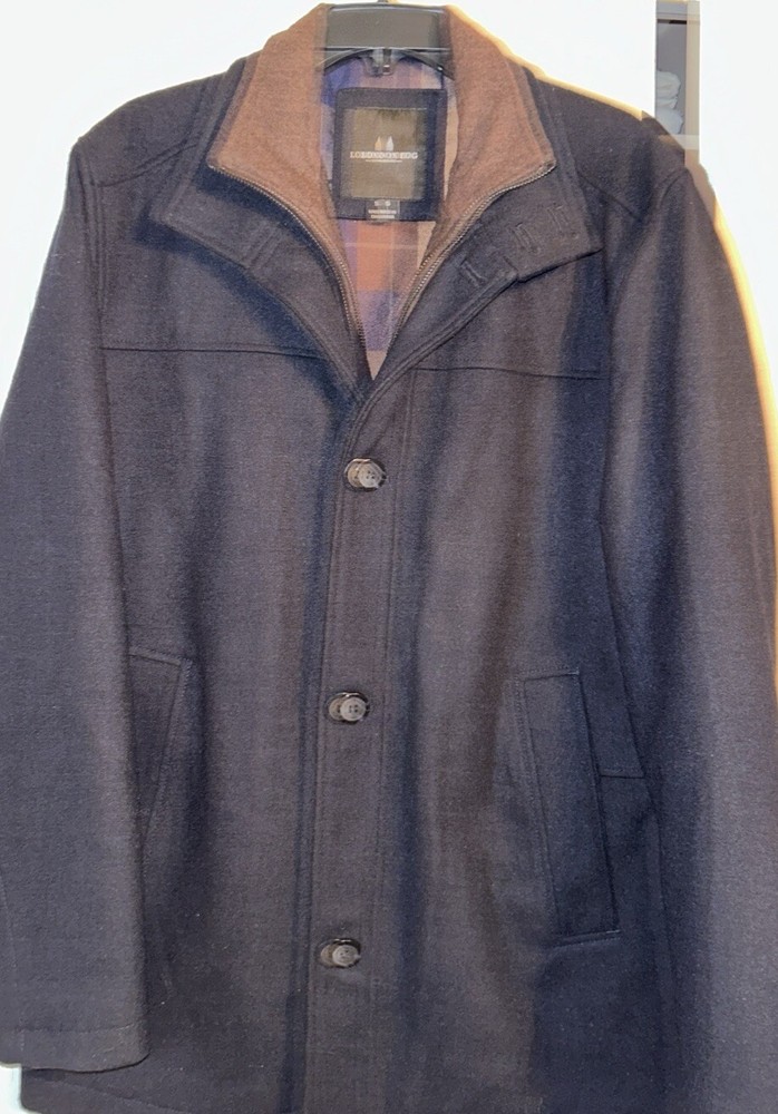 Men's Sz Am London FOG Black Wool Coat Lined