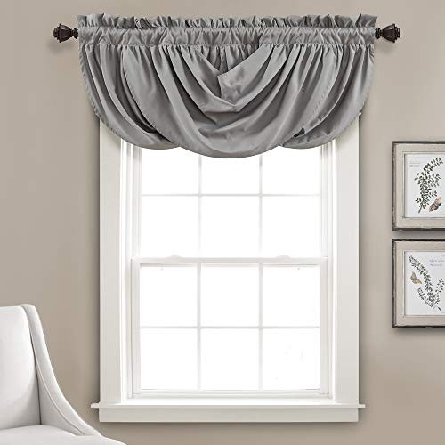 Lucia | Draped Soft Brushed Fabric, Window Kitchen Curtain Valance Grey