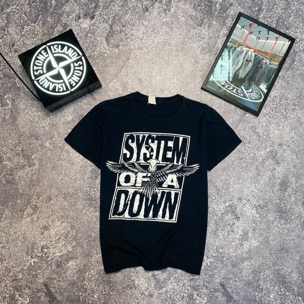 Vintage System Of A Down 2015 Blue Rock Band Tee Mens Size S  