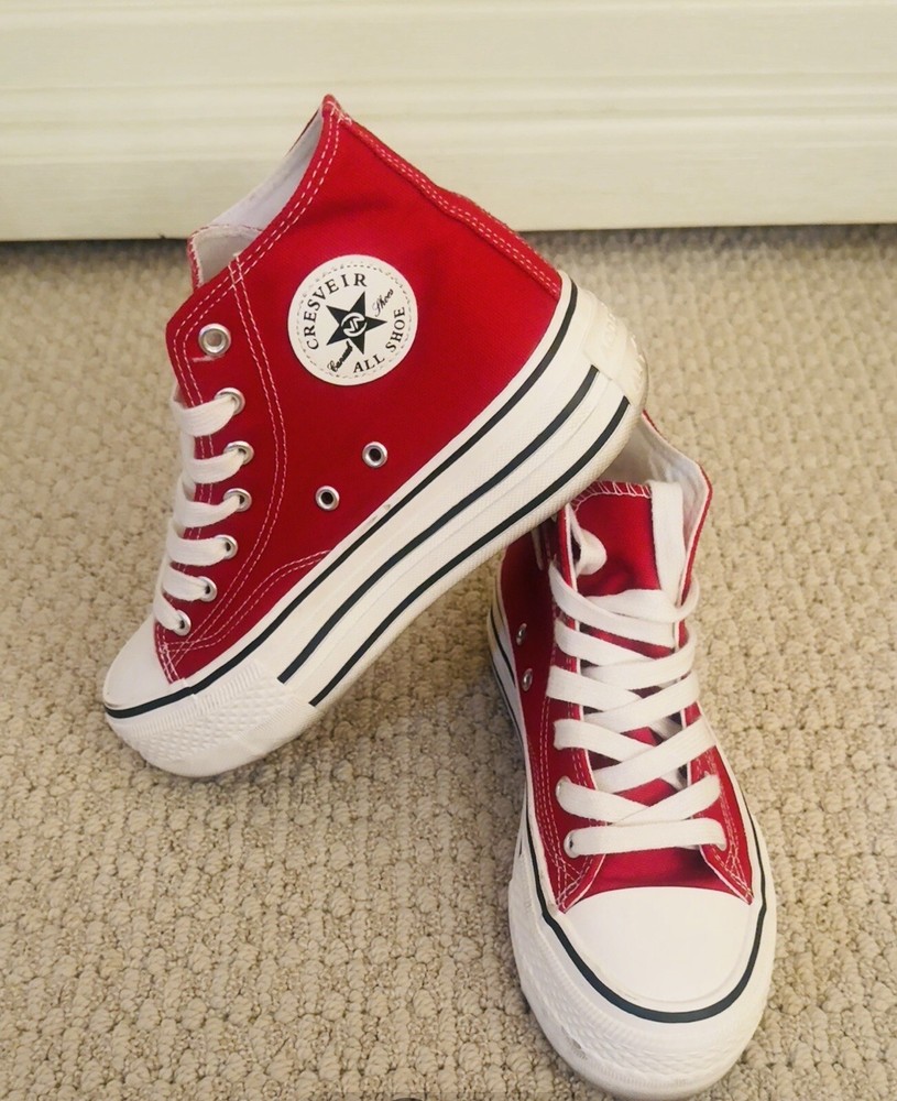 Red canvas sneakers