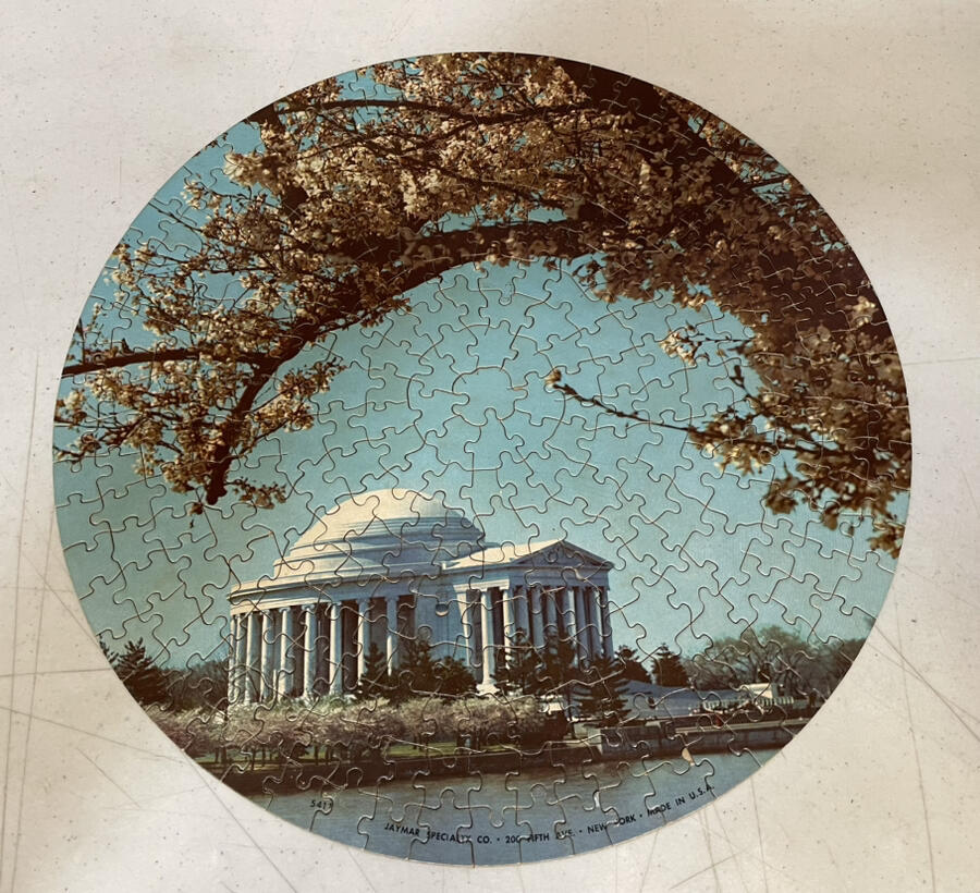 Vintage Jaymar Puzzle JEFFERSON MEMORIAL 300 pc Round Picture Puzzle Complete