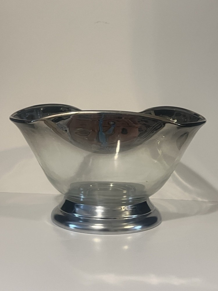 Vintage MCM Vitreon Queen's Lusterware Ombre Silver Fade Bowl