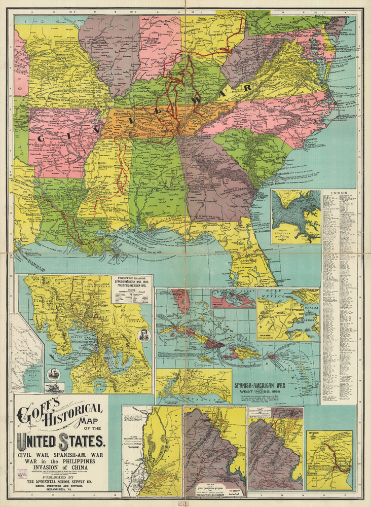 Goff's Historical Map of the United States - Civil War, Spanish-American War