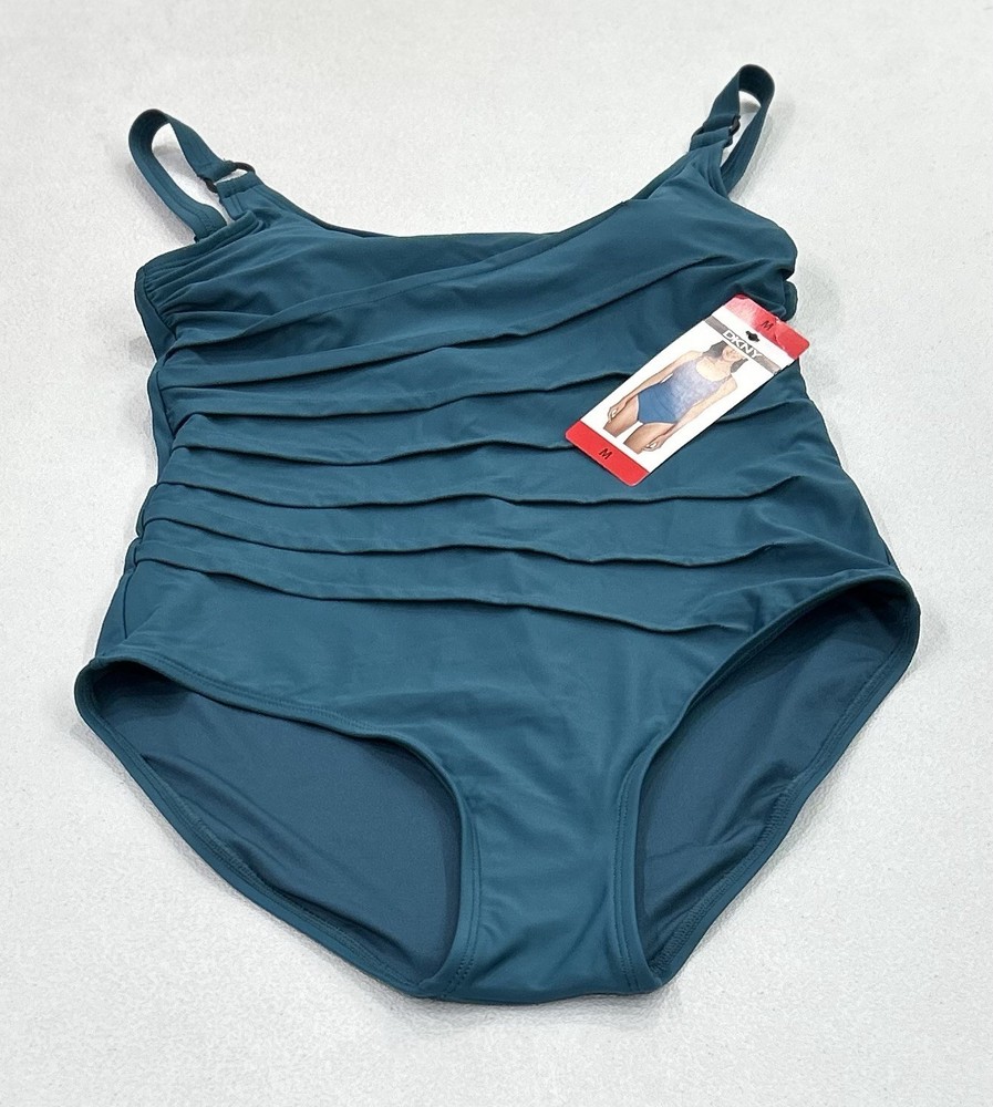 DKNY Women's One-Piece Swimsuit, Blue, Size M