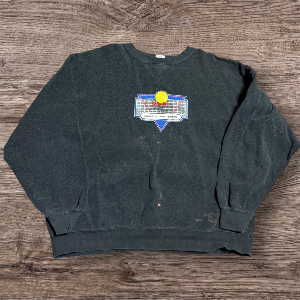 Vintage US Open Tennis  Kaelin Pullover Sweatshirt Black Made In USA XL