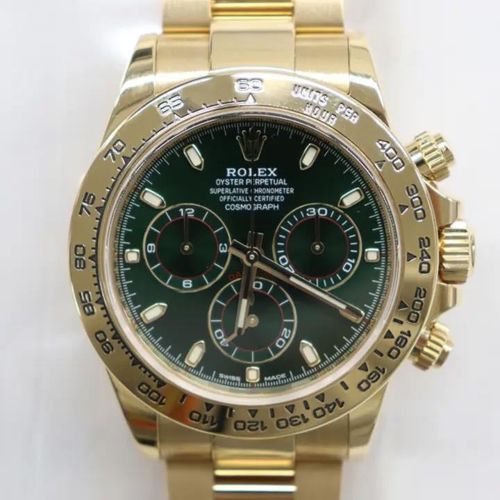 2010s Rolex 116508 John Mayer Daytona 40mm 18K Yellow Gold Green Dial Watch