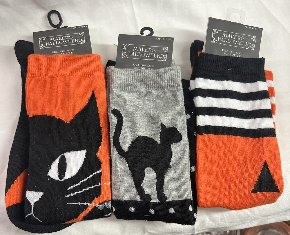 Halloween Women's Socks Knee High Casual Shoe Size 4-10 Novelty Sock New 3 pairs