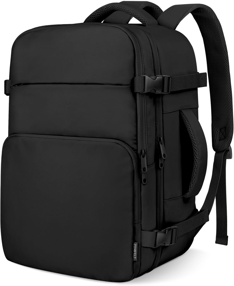 15.6 Inch Laptop Travel Backpack - Carry-On Approved Black Daypack