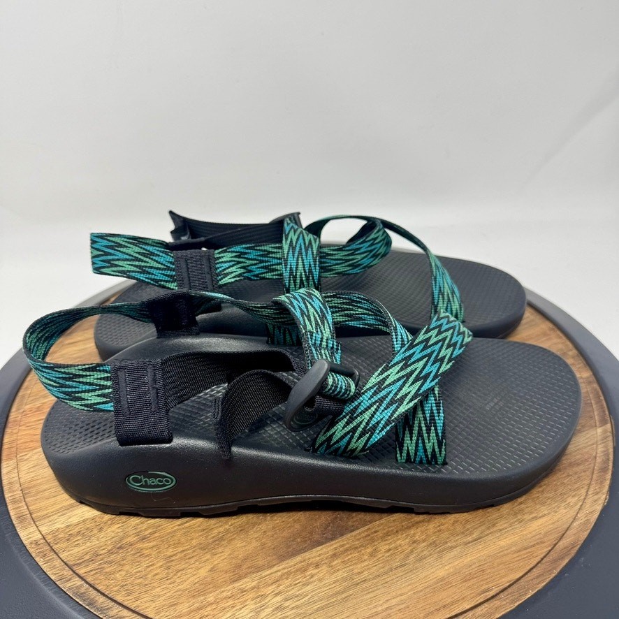 Chaco Adjustable Strappy Hiking Sandals Green Black Blue Mens Size 12 New Without Tags