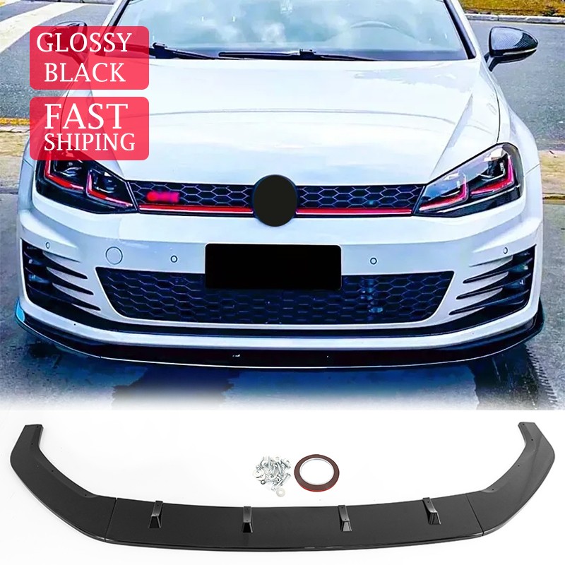 Gloss Black Front Bumper Splitter Lip For VW Golf MK7.5 R GTI 2017 2018 2019 US