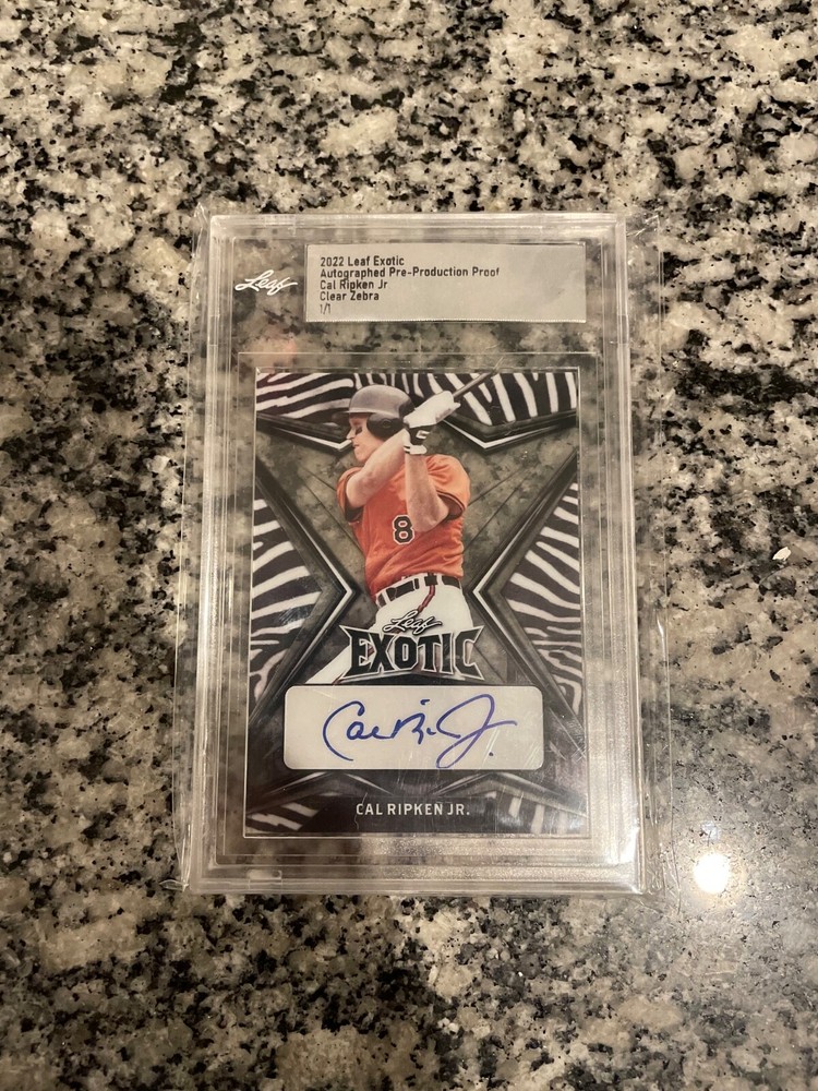 cal ripken jr leaf auto 1/1 Zebra clear