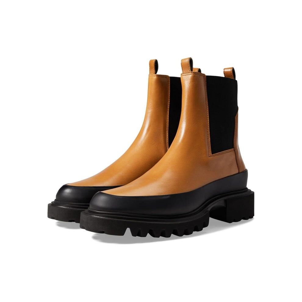 ALLSAINST Harlee Tan Leather Chelsea Boots Size 38 US 7 Chunky Sole