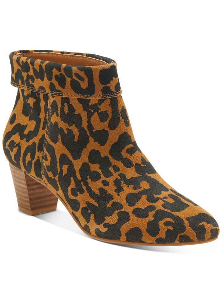LUCKY BRAND Womens Beige Animal Print Zaprika Slip On Leather Dress Booties 5 M