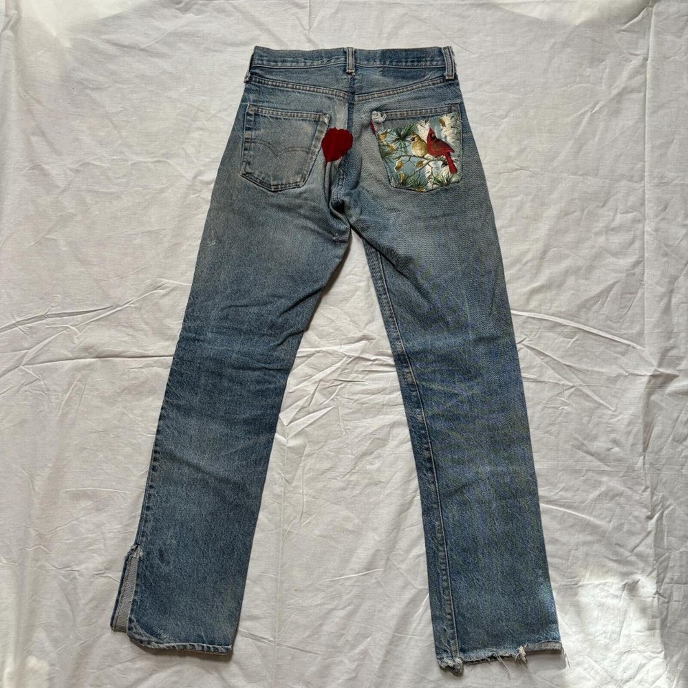 1960s 70s faded distressed and patched levis jeans 28x31