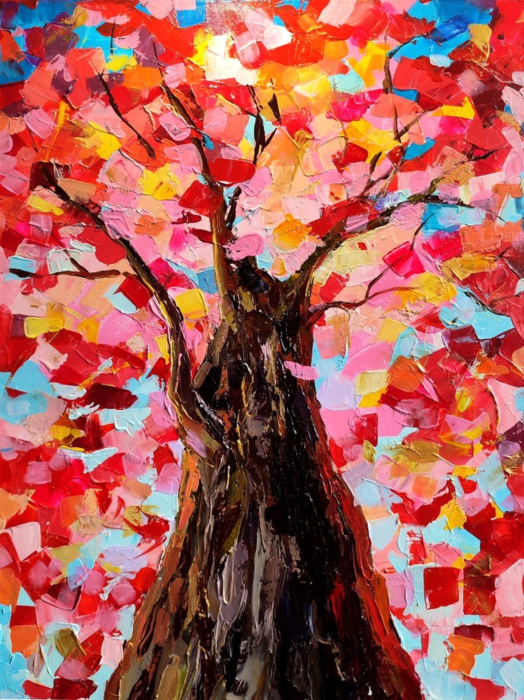 Original acrylic Tree 3D painting Focus On The Good Wall Art Optimistic Art