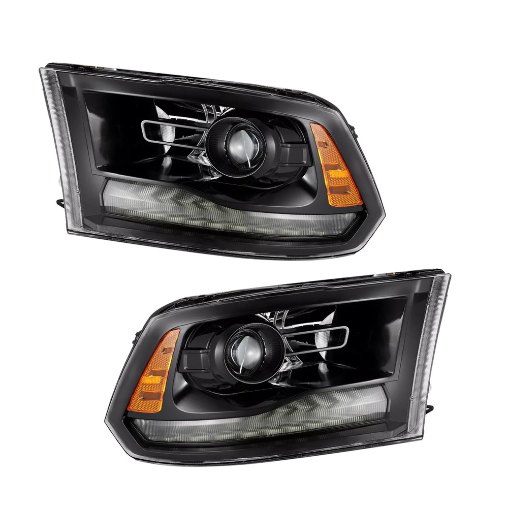 Headlight Assembly with Bulbs for Dodge for Ram 1500 2500 3500 2009-2018 Black