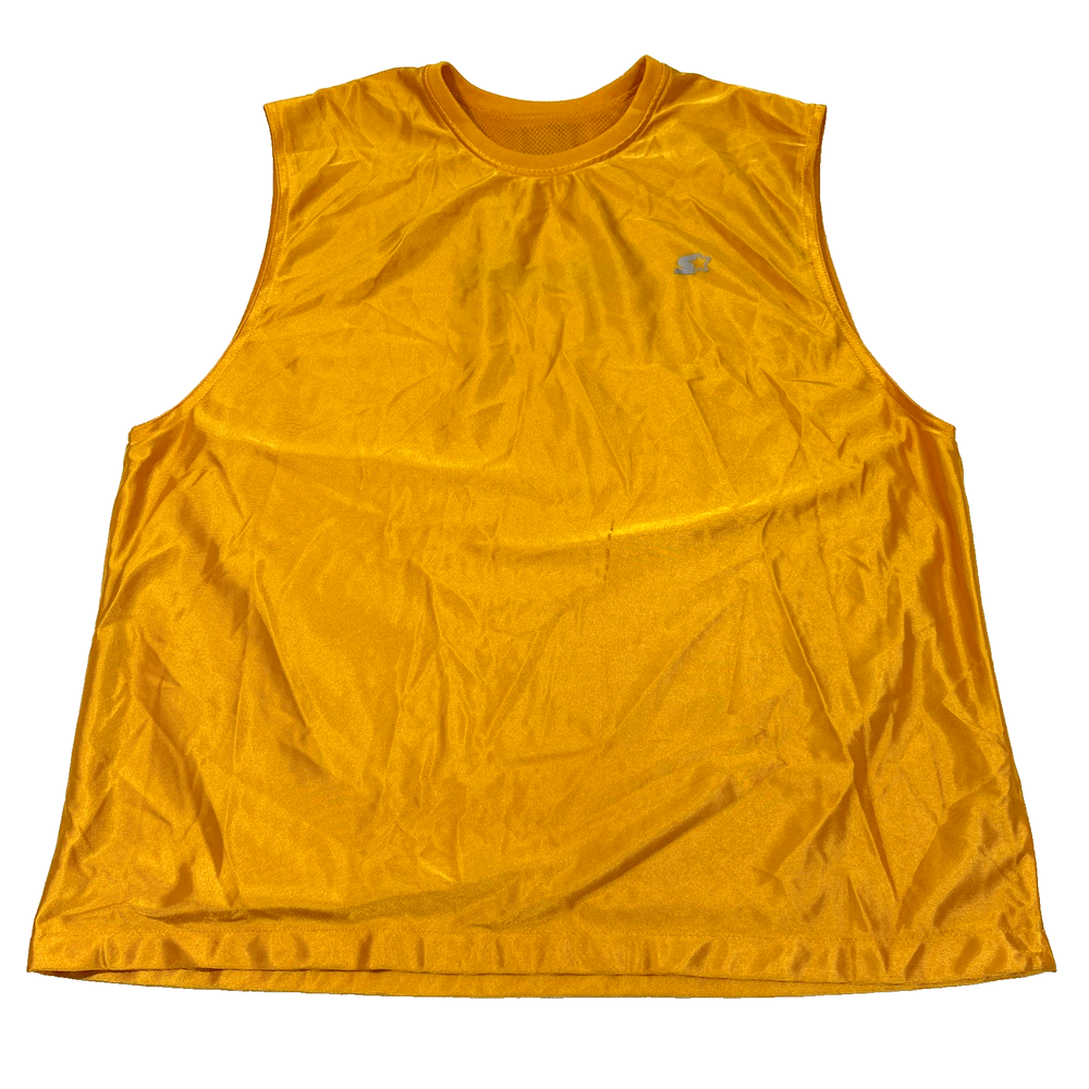 Mens Starter Dazzle Mesh Reversible Basketball Jersey Tank Gold Navy XL VTG!
