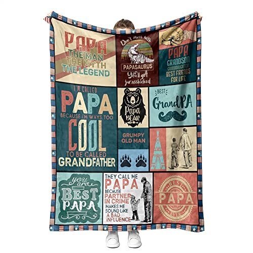 Papa Bear Throw Blanket Papa Bear Gifts for Grandpa Birthday Gifts for Grandp...