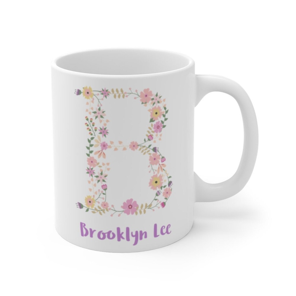 Personalized Letter Mug Personalized Name Mug Personalized Mug Flower Letter Mug