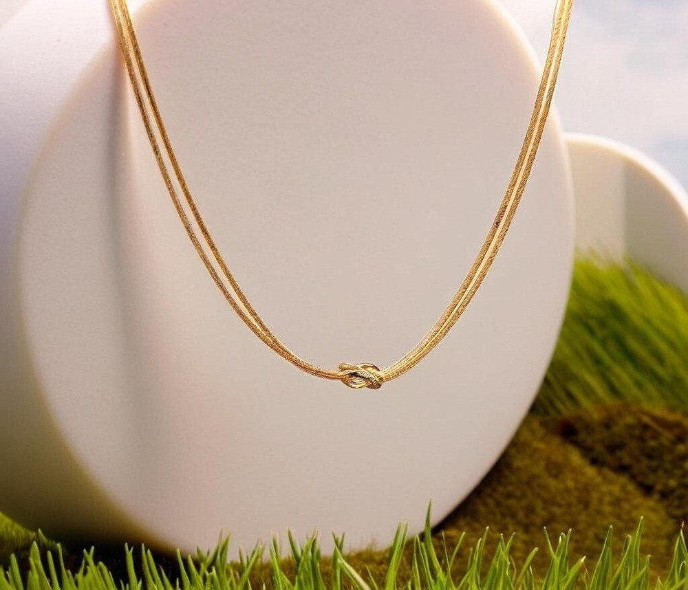 Dainty Love Knot Choker, Double Circle Design, Minimalist Knot Choker.