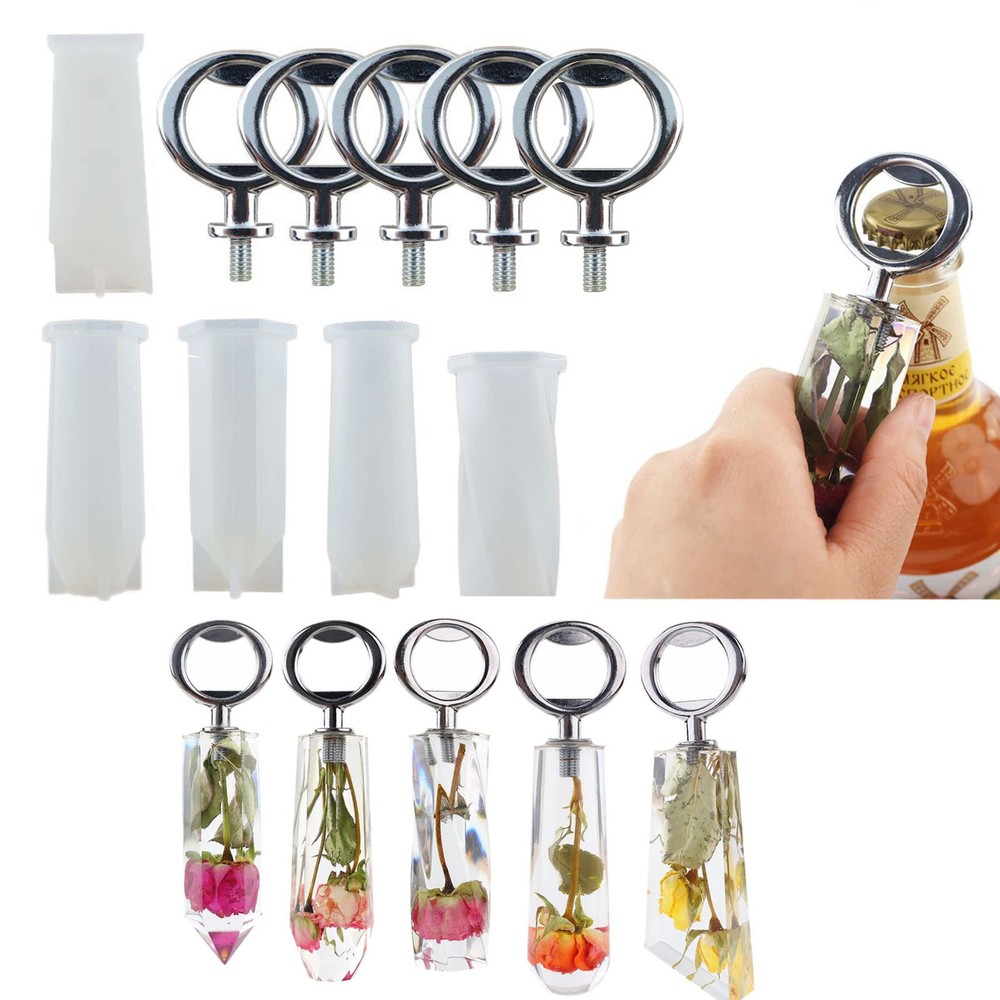 5-Piece Silicone Beer Bottle Opener Mold for Epoxy Resin Casting