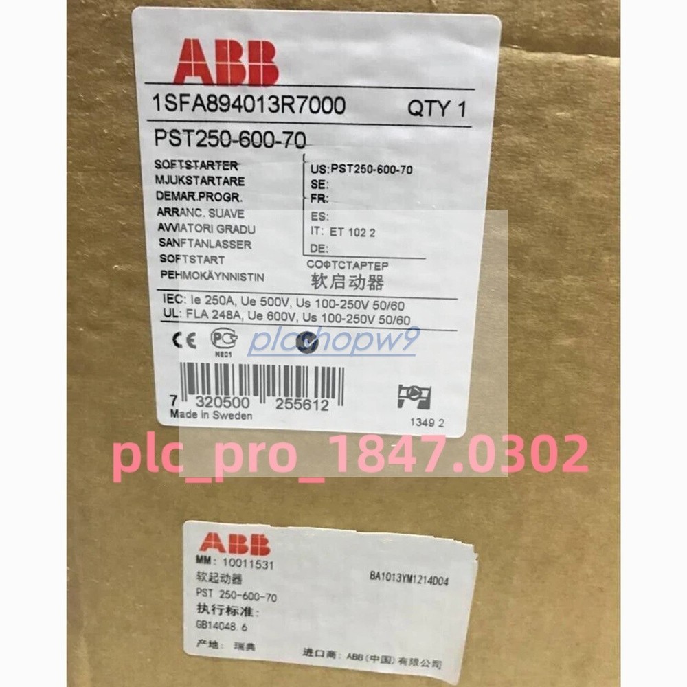 1PCS Brand New ABB 1SFA894013R7000 PST250-600-70 Soft starter  Fast delivery