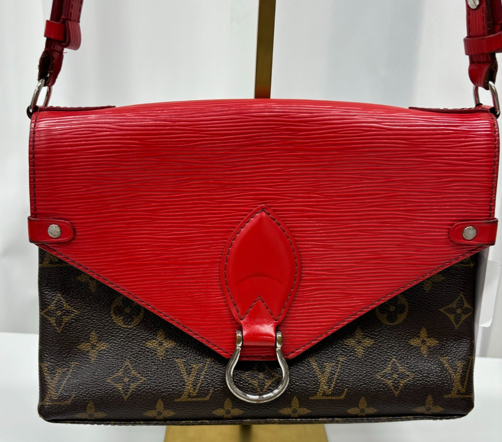 Louis Vuitton Red Epi Leather Monogram Saint-Michel Crossbody Shoulder Bag