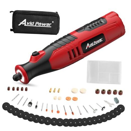 Cordless Rotary Tool 2.0 Ah 8V Rechargeable Rotary Tool, 4 Front LED Red