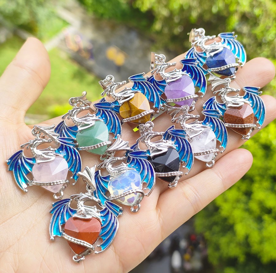 10pcs Amethyst Wyvern Pendants for Luck Reiki Magic Amulet