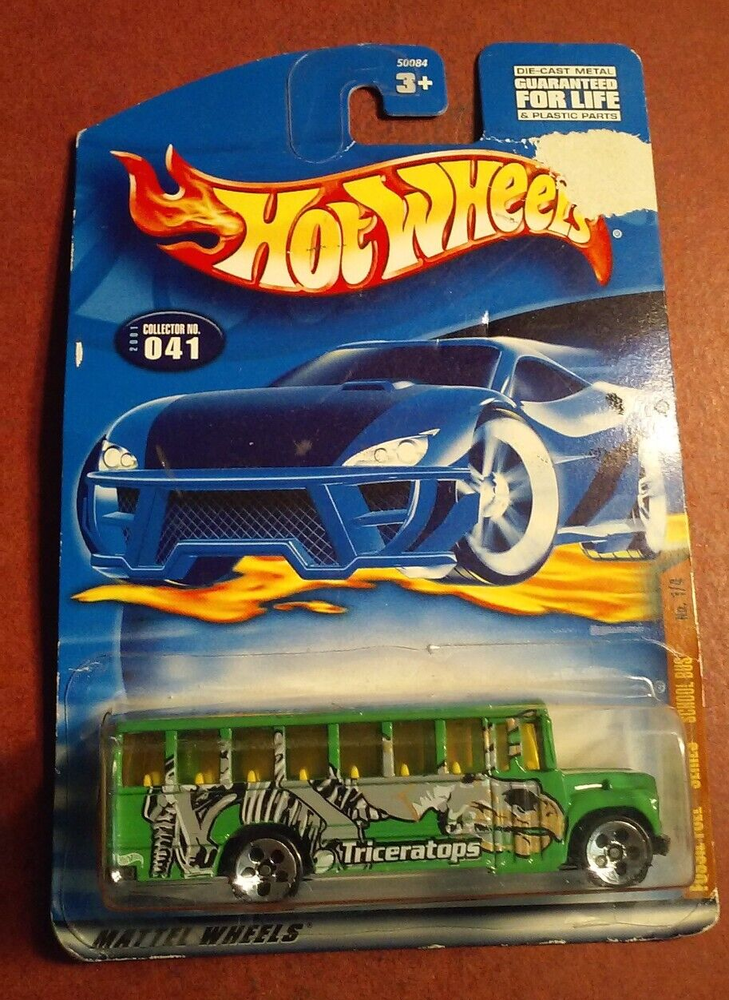 1988 Hot Wheels Green Die Cast Bus Triceratops #041 in Package Box