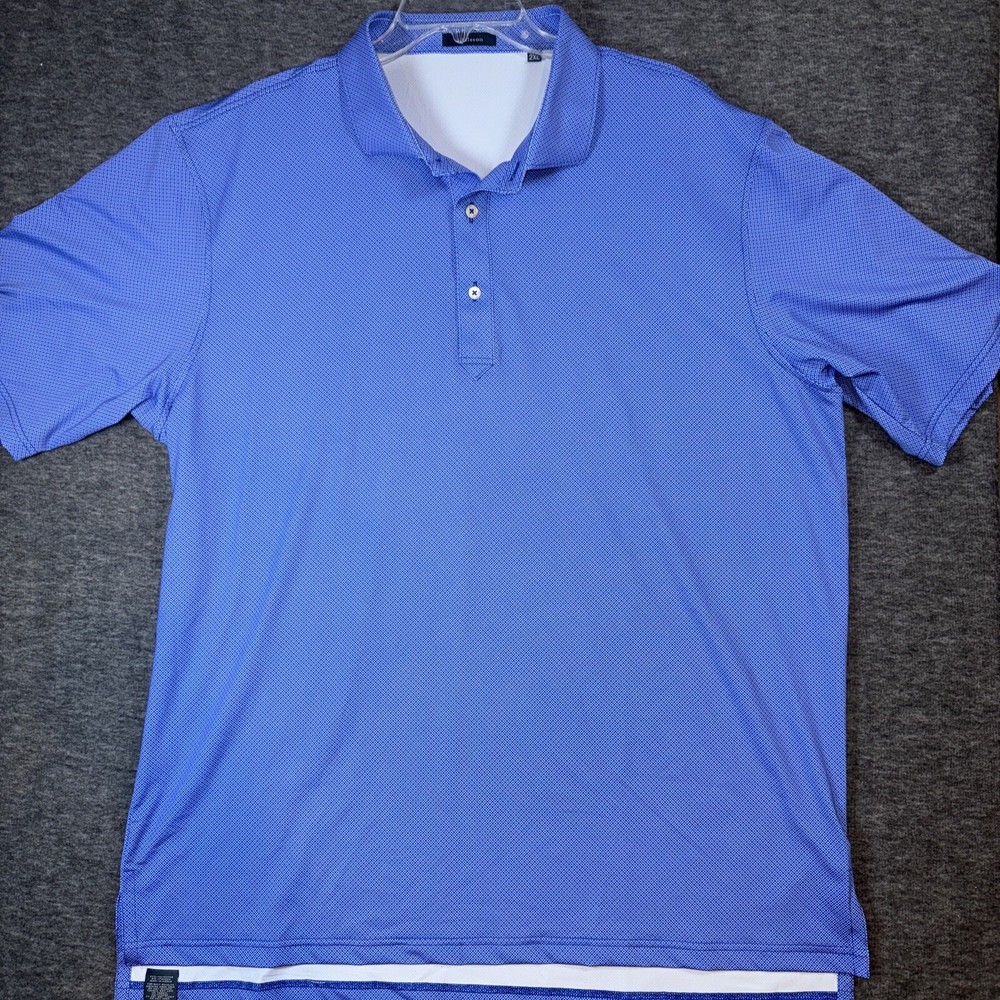 Turtleson Mens Performance Geometric Blue All Over Print Stretch Polo Shirt XXL