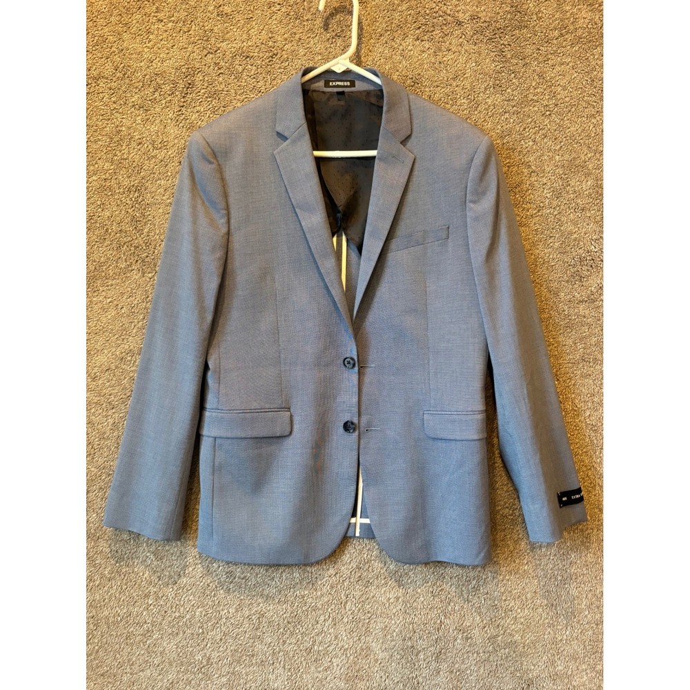 Express Extra Slim Fit Blue Stretch Wrinkle Resistant Suit Blazer & Pants NWT