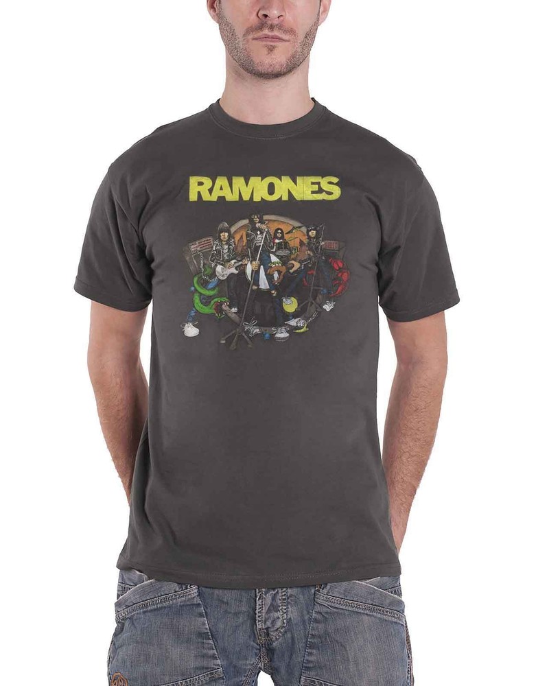 Official Ramones Road to Ruin Band Logo Men's Charcoal Grey T-Shirt