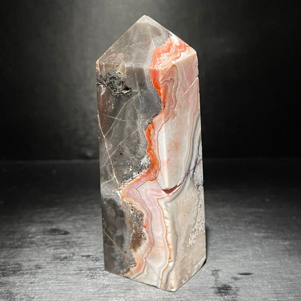 105G Natural Mexican agate Obelisk Quartz Crystal tower Point reiki decor