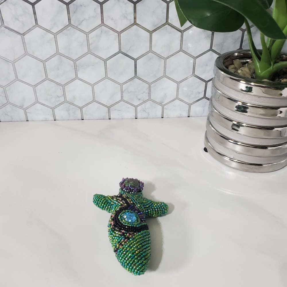 Beaded Water Goddess Spirit Doll Handmade Art Figure 4 Inch