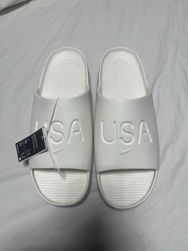 Nike Calm Slide Olympics USA Sail/Sport Red/Old Royal FV5602-100 Men’s Size 16